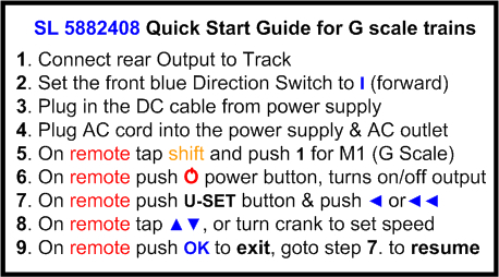 SL 5882408 Quick Start Guide for G scale trains